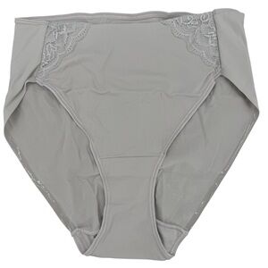 SOMA Vanishing Tummy High-Leg Brief Panty With Lace Size L InGray Glass
